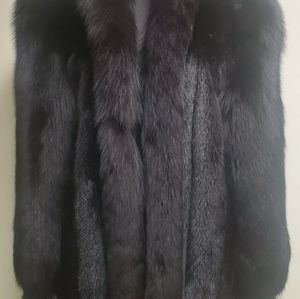 Runway Couture Black Mink Fox Fur Coat Jacket